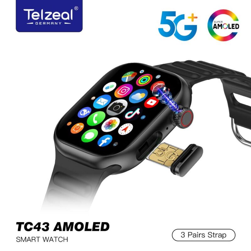 ساعت هوشمند برند Telzeal مدل TC43 AMOLED سیم کارتخور با دوربین مخفی