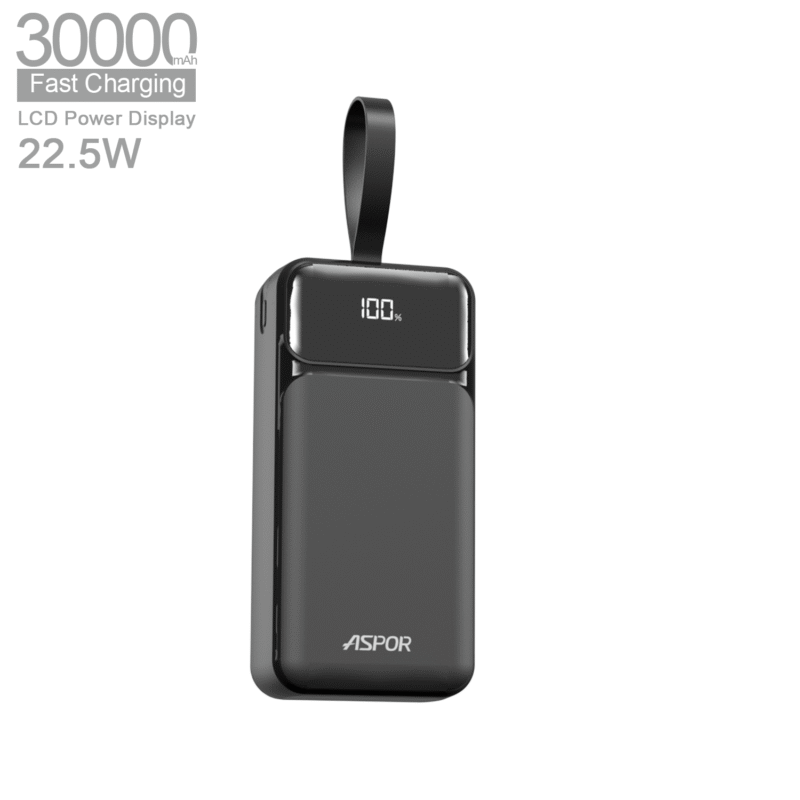 پاوربانک فست شارژ سی هزار میلی آمپر برند آسپور Aspor مدل A317