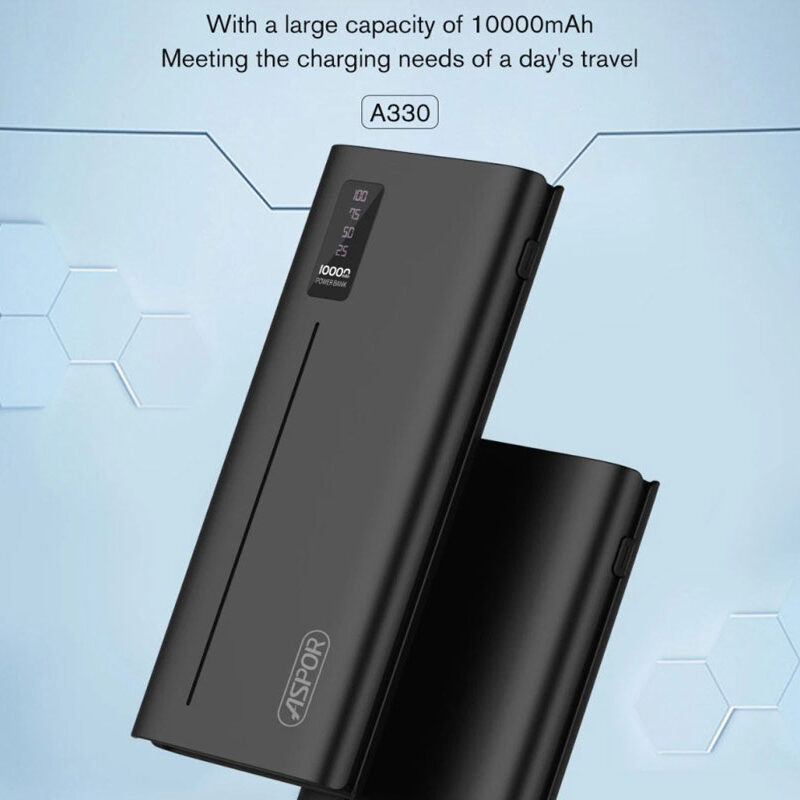 پاور بانک برند آسپور مدل A330 ظرفیت 10000mAh دارای سه خروجی