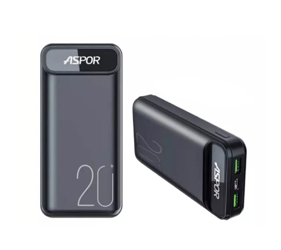 پاوربانک برند آسپور مدل A396 ظرفیت 20000 میلی‌آمپر ساعت