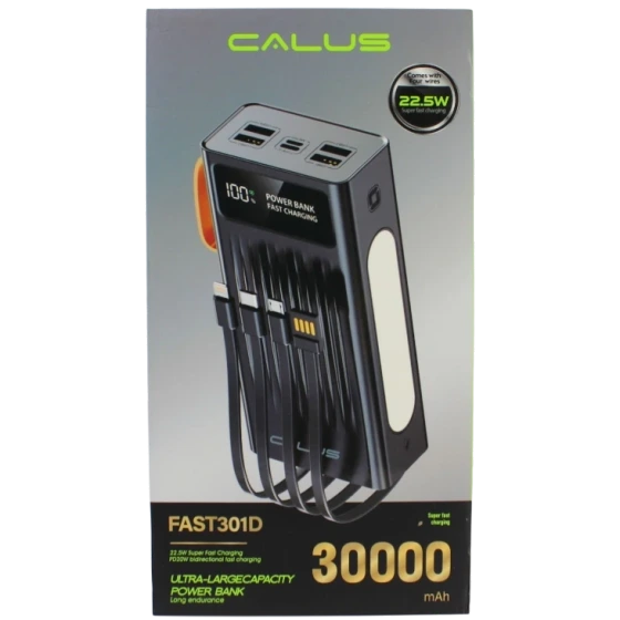 پاوربانک CALUS مدل Fast301D ظرفیت ۳۰ هزار میلی آمپر ساعت