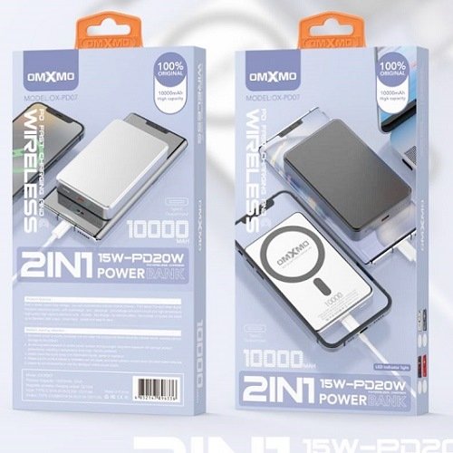 پاور بانک 10000mAh وایرلس برند OMXMO مدل OX-PD-07