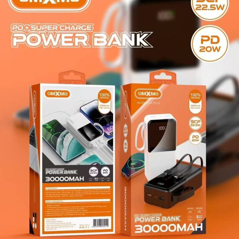 پاوربانک 30000 میلی آمپر 22.5 وات برند omXmo مدل OX-PD16
