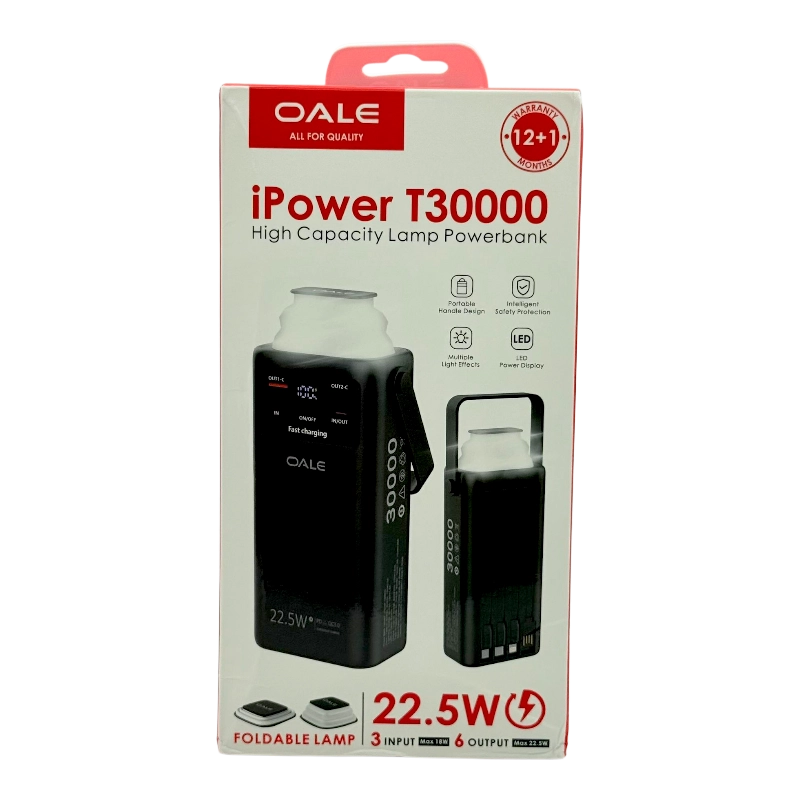 پاوربانک 30000 میلی آمپر ساعت OALE مدل T30000