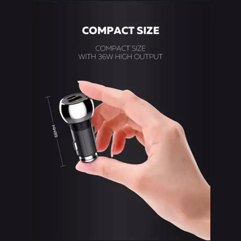 شارژر فندکی الدینیو مدل C1 به همراه کابل تبدیل USB-C