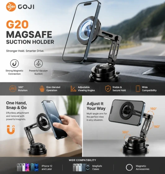 هولدر وکیومی مگنتی گوجی GOJI Magnetic Phone Stand G20