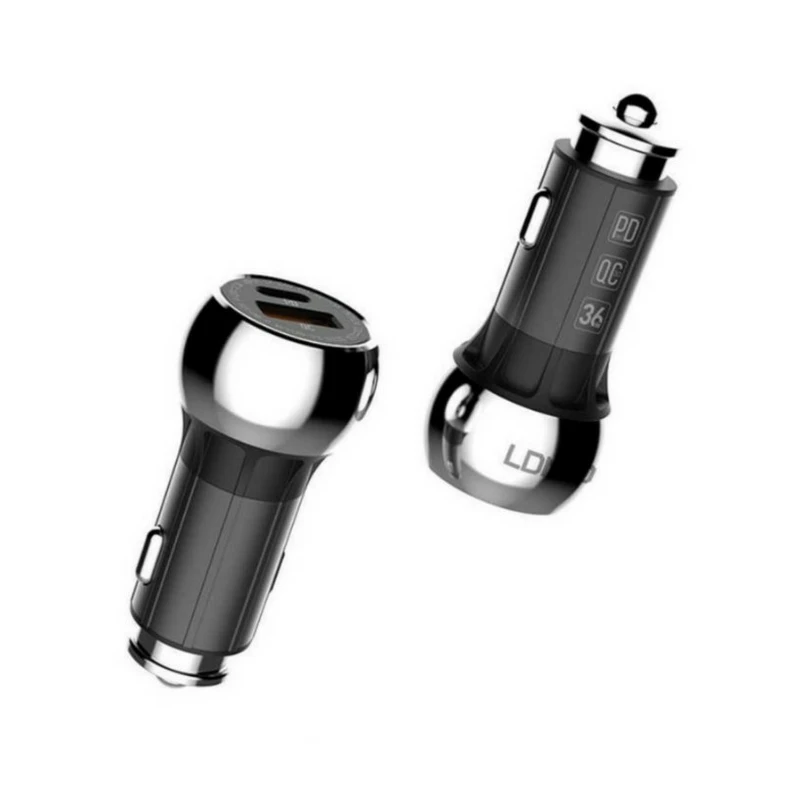 شارژر فندکی الدینیو مدل C1 به همراه کابل تبدیل USB-C