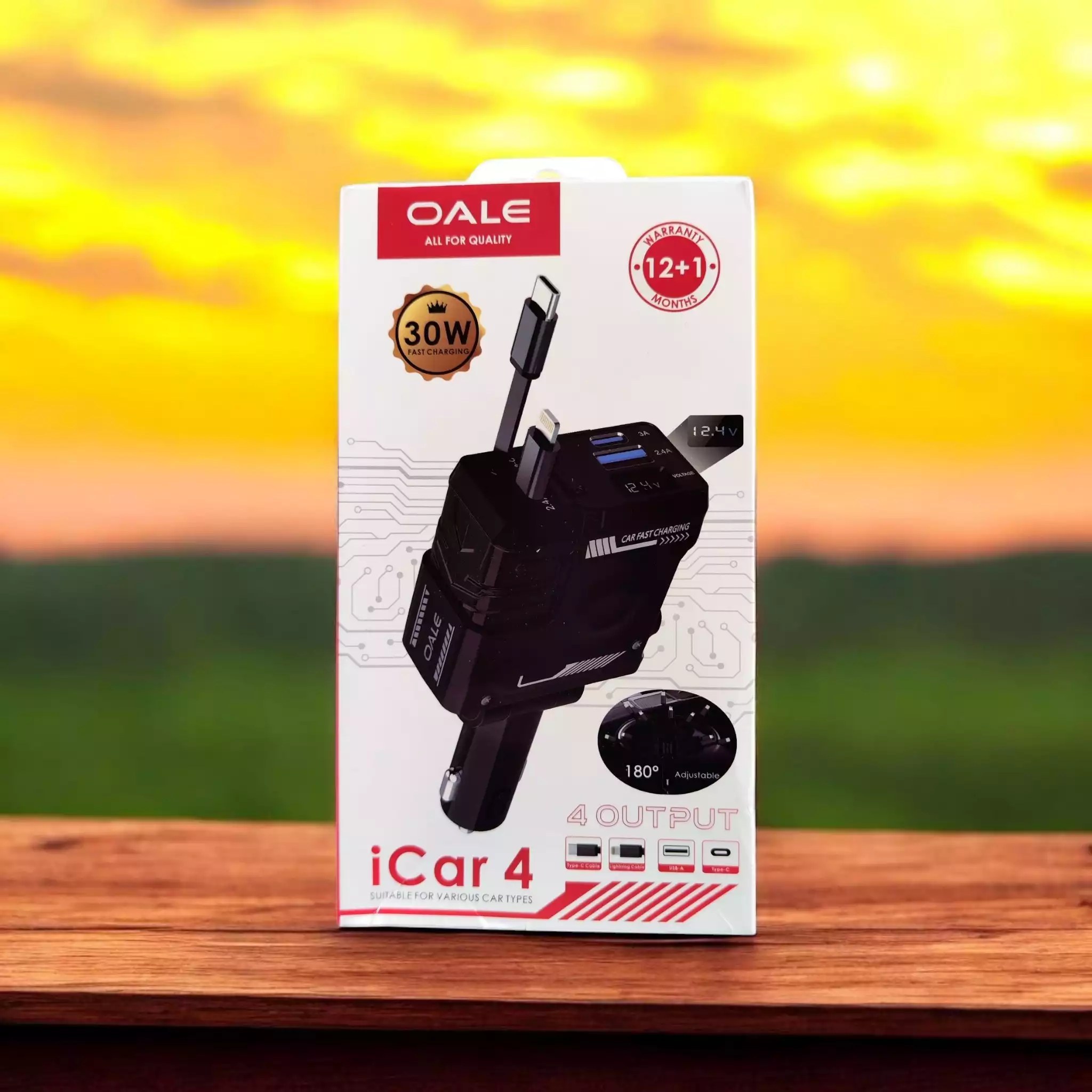 شارژر فندکی سیم جمع شونده OALE مدل ICAR4