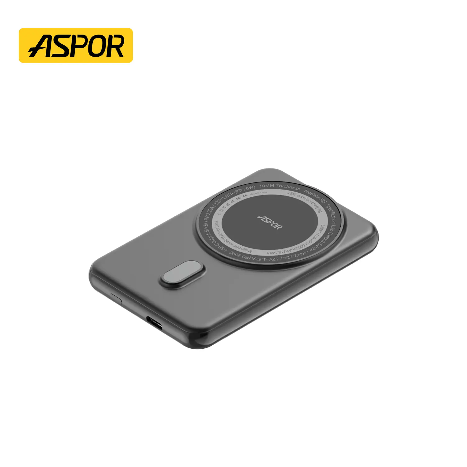پاوربانک آسپور مدل Aspor A385 10000mah  مگ سیف دار