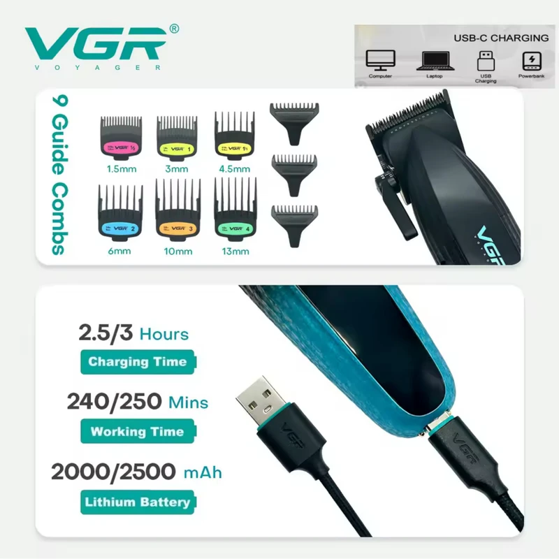 ماشین اصلاح موی سر و صورت شارژی وی جی ار مدل V-889 s2