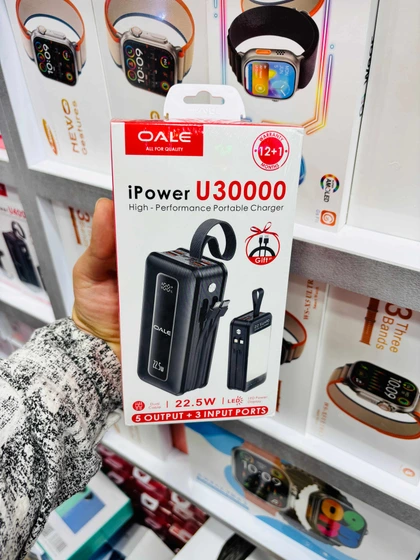 پاوربانک 22.5 وات برند OALE مدل iPower U30000 ظرفیت 30000 میلی آمپر ساعت