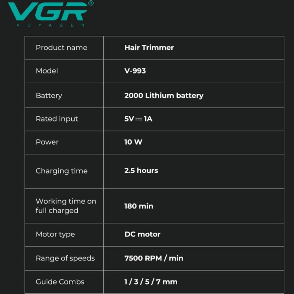 ماشین اصلاح موی سر و صورت وی جی ار مدل v-993 - Image 6