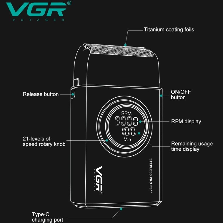 ماشین اصلاح وی جی آر مدل V-377 با تکنولوژی برش مستقیم و استیل ضد زنگ - Image 7