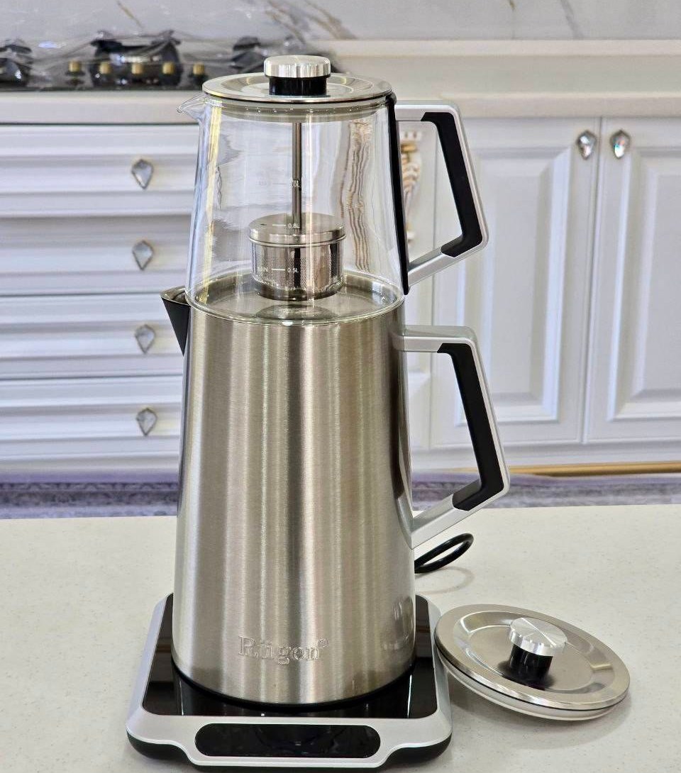 چای ساز روگن مدل Ru-1515 ظرفیت ۲ لیتر با کتری استیل
