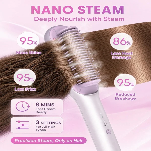 برس حرارتی بخاردار شیگلم مدل Hydra Shot Steam straightening brush Pro